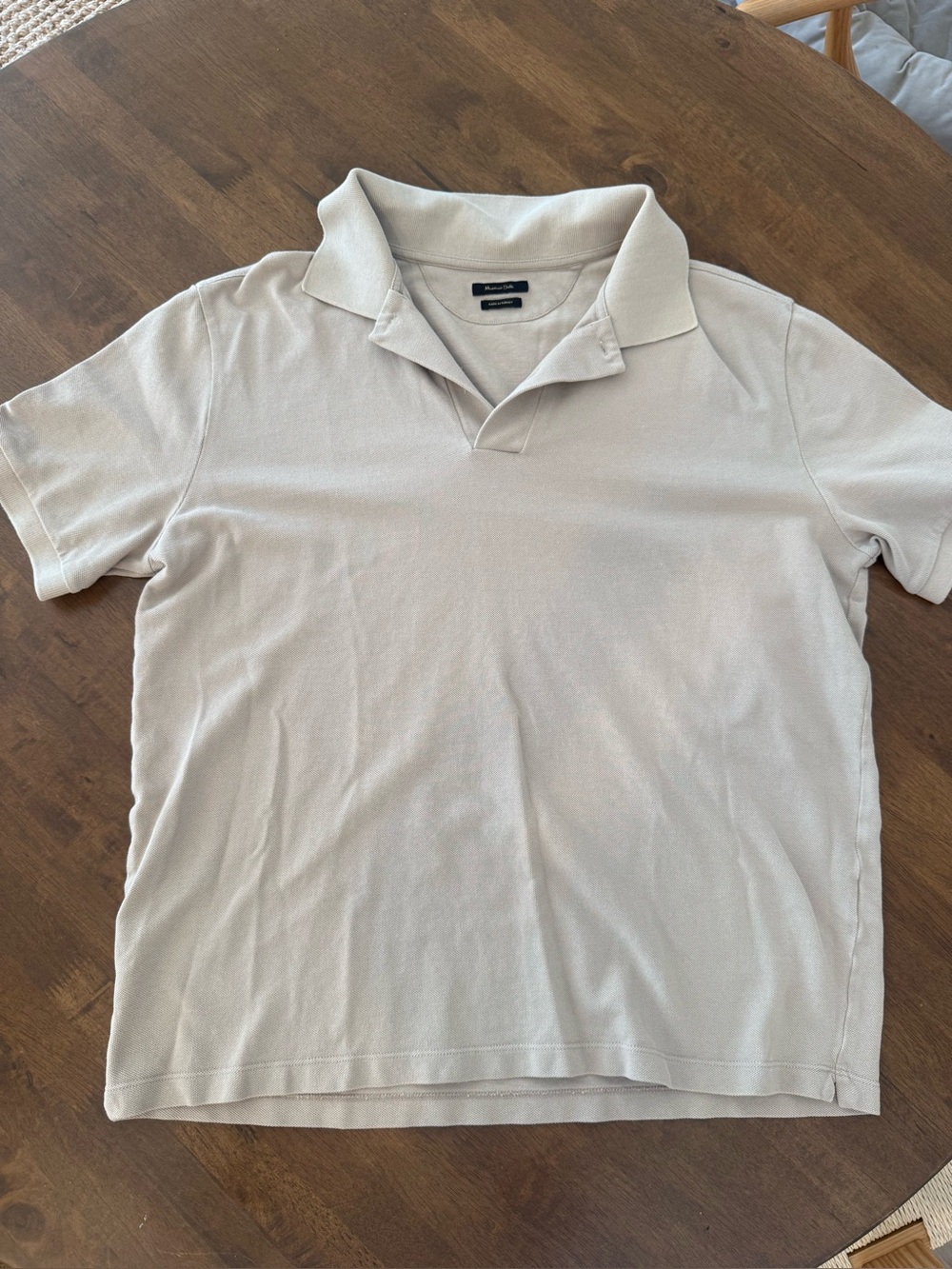 MASSIMO DUTTI Men's Short-Sleeve Polo Shirt in Light Beige